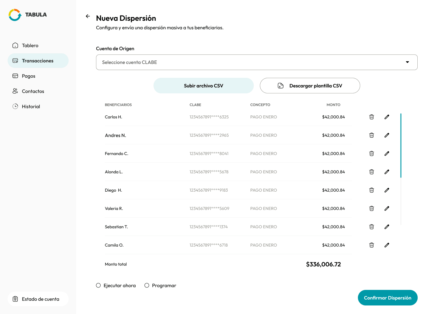 Crear una dispersión masiva en Tabula